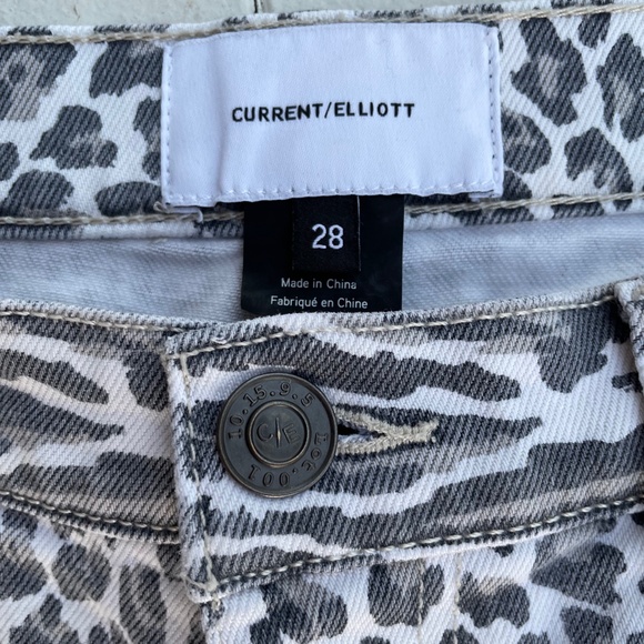 Current/Elliott Jeans Womens 28 Leopard Print Cropped Gray & White - Picture 3 of 6